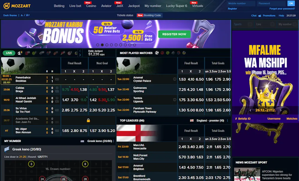 MozzartBet Sportsbook and Casino Screenshot